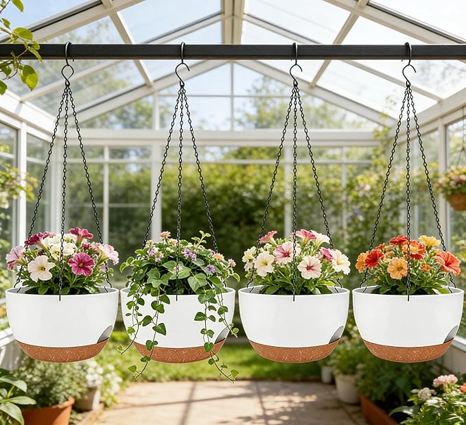Set of 4-8 Inch Self Watering Hanging Planters - Image 6