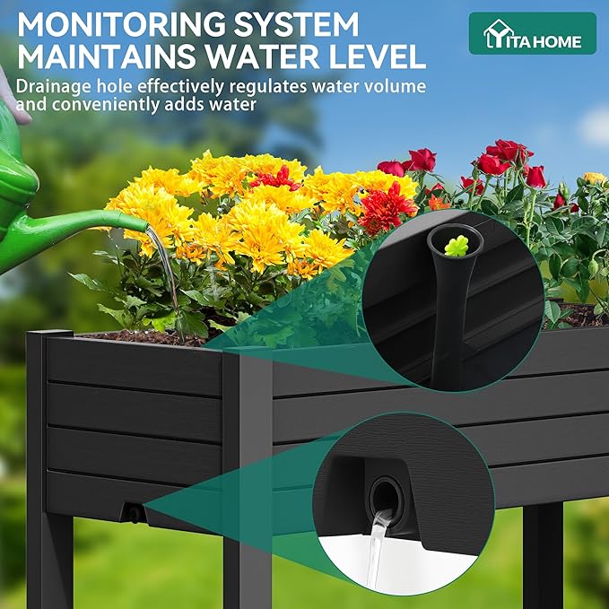 YITAHOME 43.3x17.7x34 in Elevated Garden Bed 2pcs, Outdoor Plastic Planter Box - Image 4