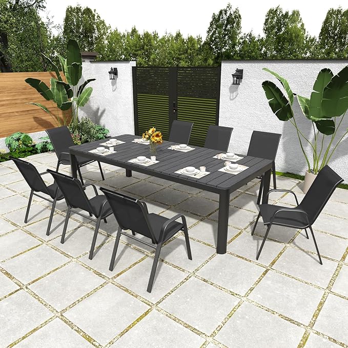 Patio Chairs Set of 8, Stackable Outdoor Dining Chairs - Image 3