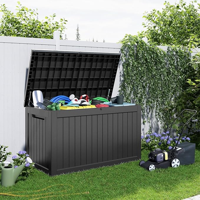 281 Gallon Outdoor Storage Box Waterproof, Large Resin Patio Deck Boxes - Image 4