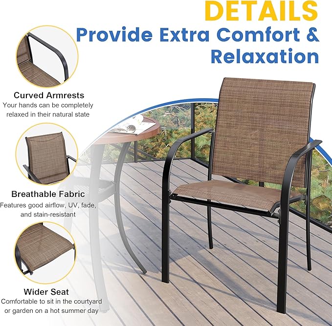 VICLLAX Patio Table and Chair Set of 6, All Weather Metal Round Outdoor Dining - Image 2