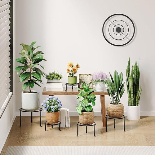 5 Pack Metal Plant Stand Indoor Outdoor Heavy Duty Rustproof Iron Flower Pot - Image 2