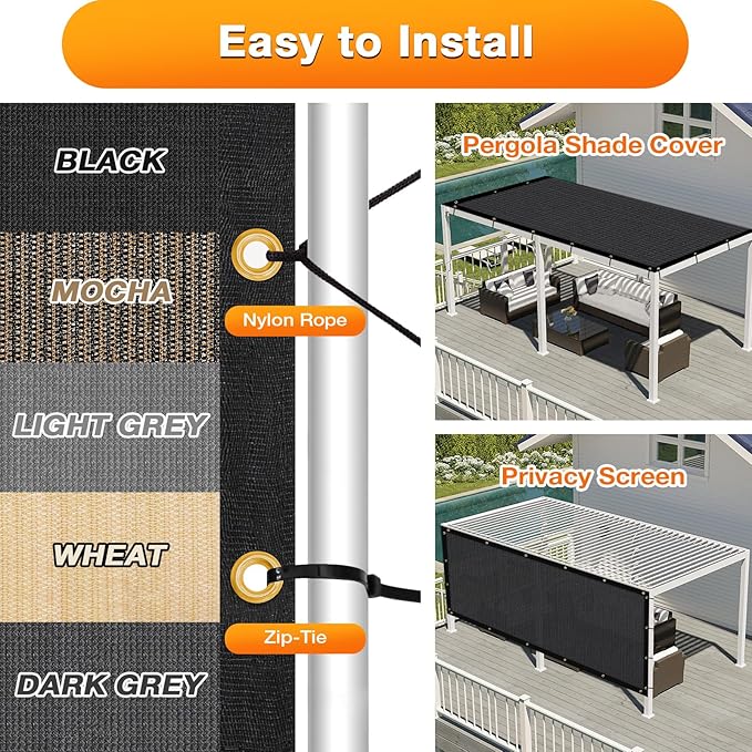 Artpuch Outdoor Pergola Shade Cover 16x24 FT Sun Shade Cloth - Image 5