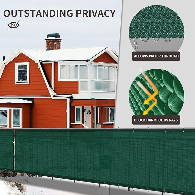 LOVE STORY Custom Size 3'x1' Dark Green Balcony Privacy Screen, UV Block - Image 4