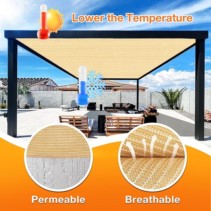 Artpuch Outdoor Pergola Shade Cover 6' X 8' Sun Shade Cloth - Image 4