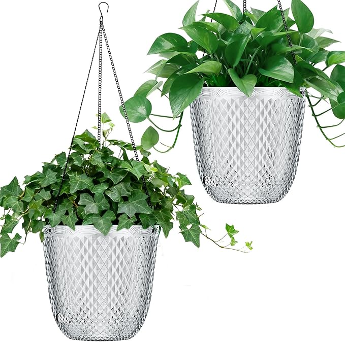 QCQHDU Self Watering Hanging Pots, 2 Pack 5.7 Inch Hanging Planters by QCQHDU