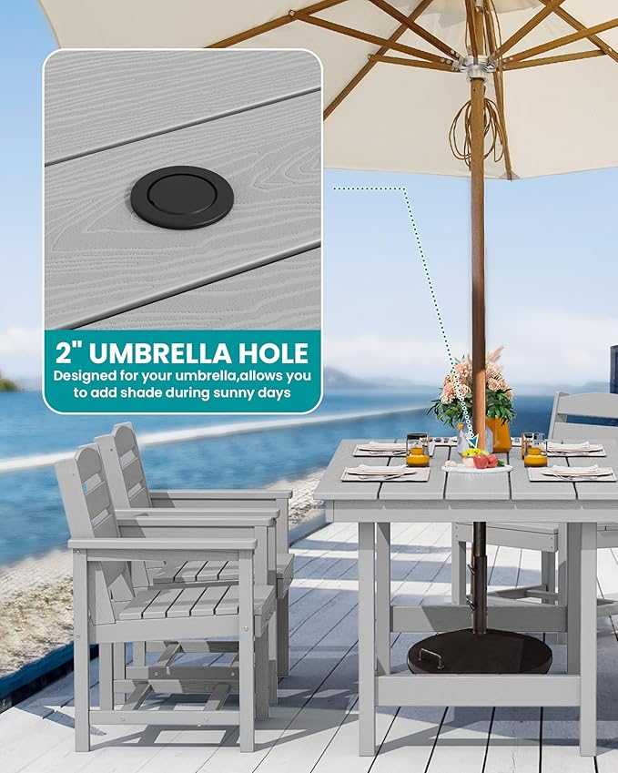 SERWALL Patio Dining Sets for 6 Person, HDPE Dining Set - Image 3