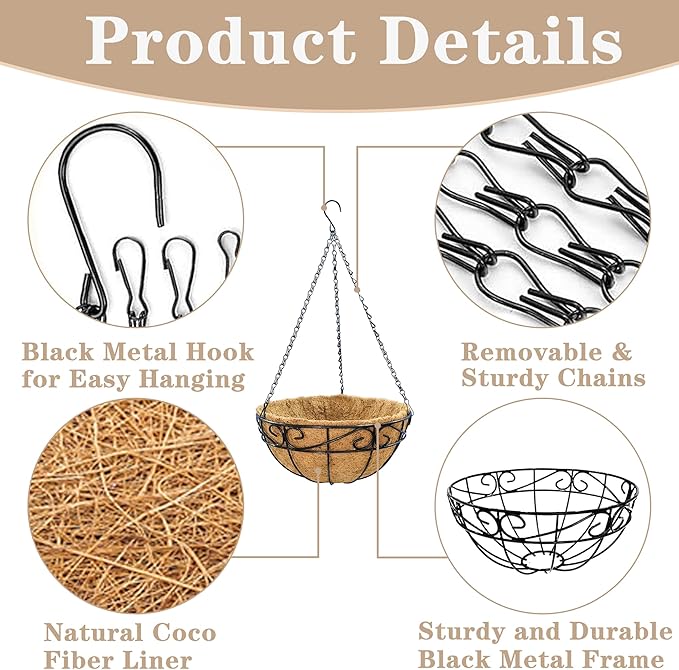 Outdoor Metal Hanging Planters Basket Hanging Baskets - Image 5