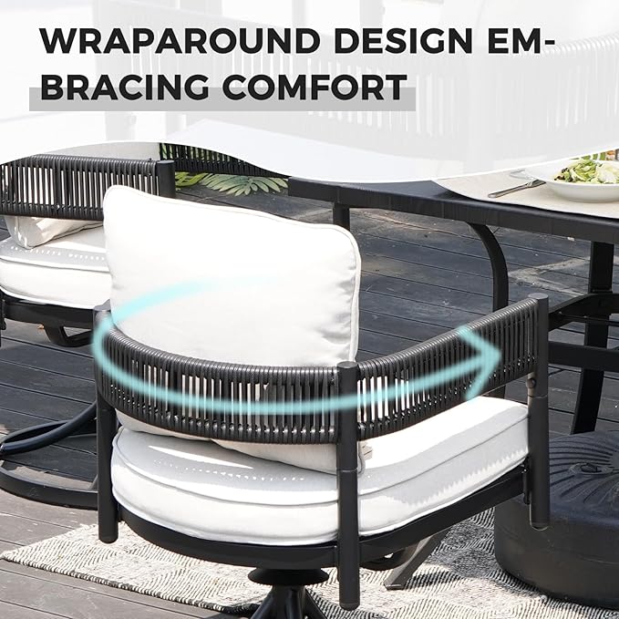 Grand patio Outdoor Dining Set, 7-Piece Patio Table and Chairs Set, Metal Woven - Image 2
