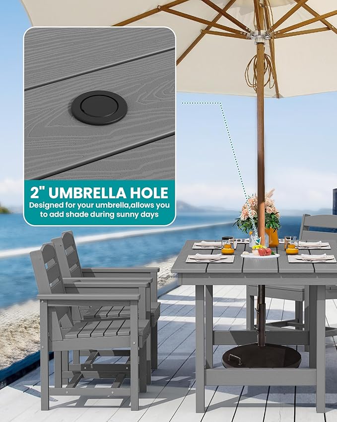 SERWALL Patio Dining Sets for 6 Person, HDPE Dining Set - Image 3