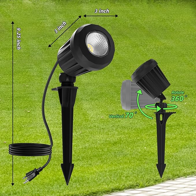 Spotlight Outdoor – 120V Plug-in, 2700K Warm White LED Landscape Spot Lights - Image 8