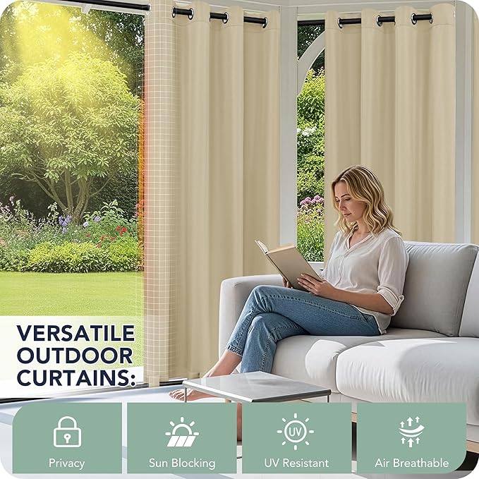 Patio Curtains Outdoor Waterproof 6 Panels - Image 3