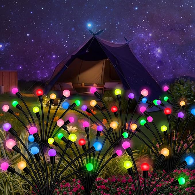 Kohlrabi Solar Garden Lights Outdoor, 10 Pack 80 LED Solar Firefly Lights - Image 7