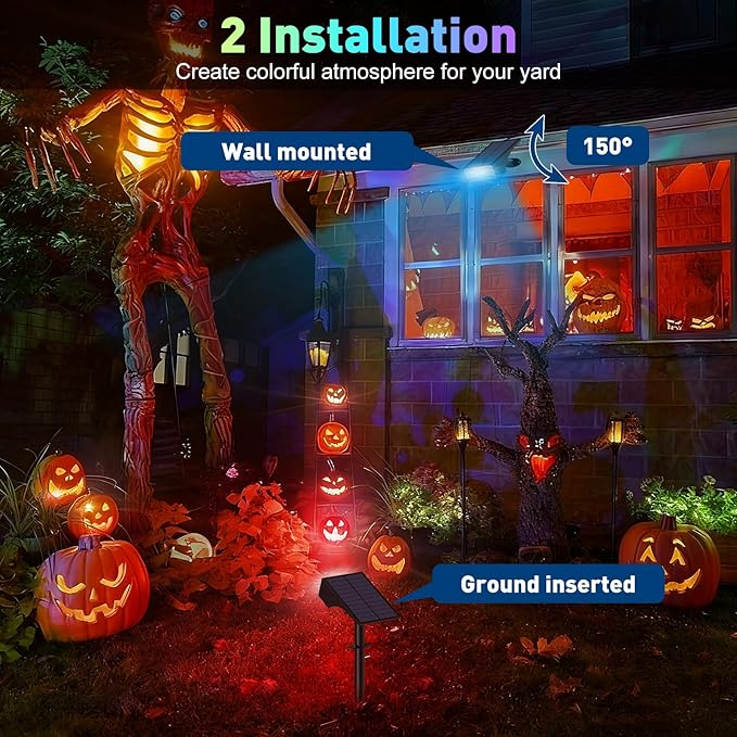 Solar Color Changing RGB Spot Lights Outdoor, 2 Pack/7 Lighting Modes - Image 4