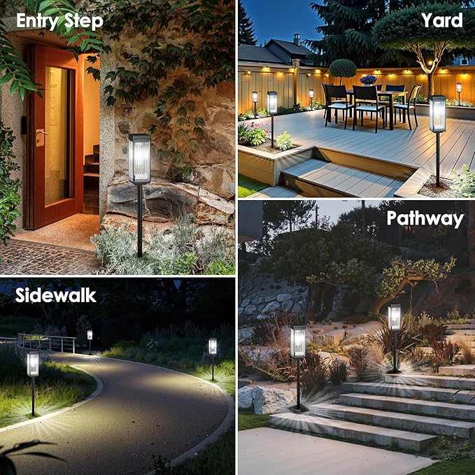 Solar Pathway Lights Outdoor, 4 Pack Upgraded Solar Lights Outdoor Waterproof - Image 2