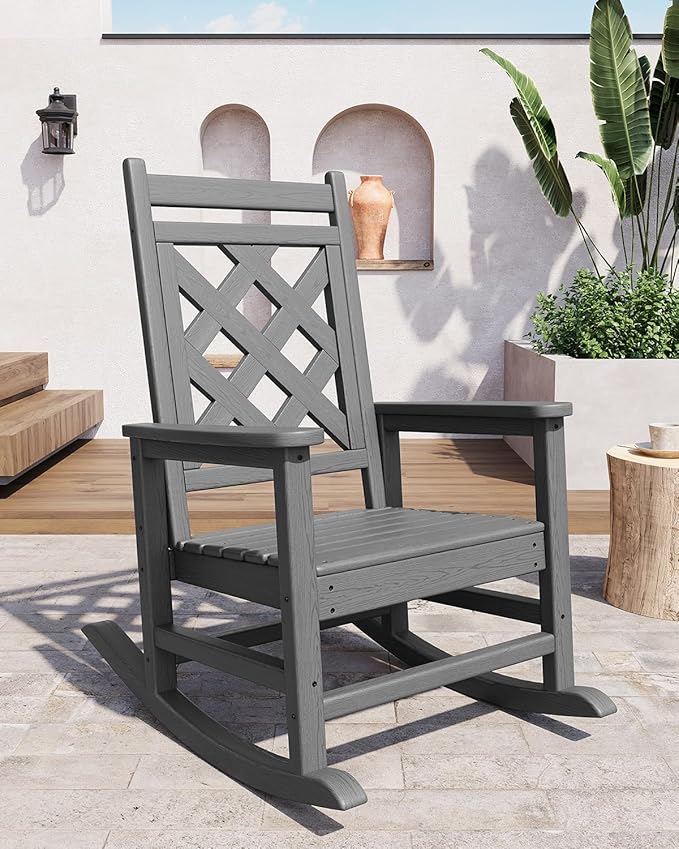 GarveeLife Outdoor Rocking Chair Set of 2, HDPE Weather Resistant Patio Rocking - Image 6