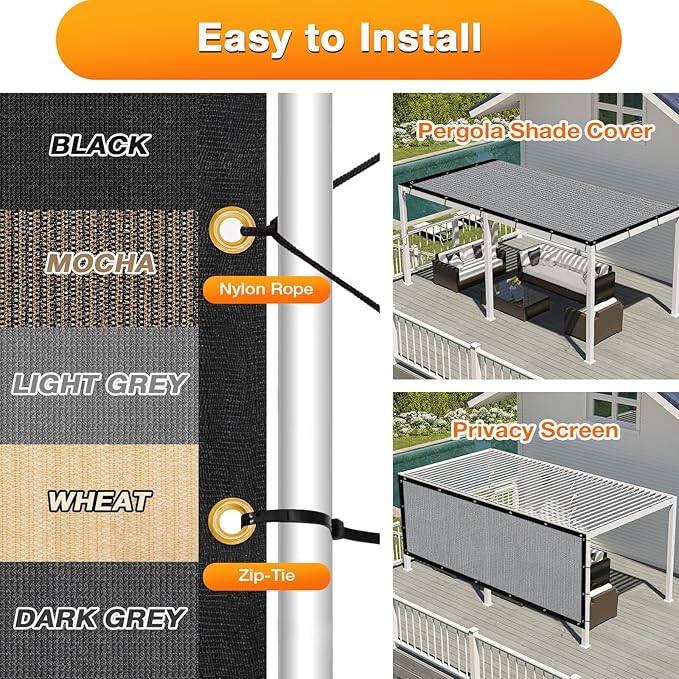 Artpuch Outdoor Pergola Shade Cover 17x20 FT Sun Shade Cloth - Image 5