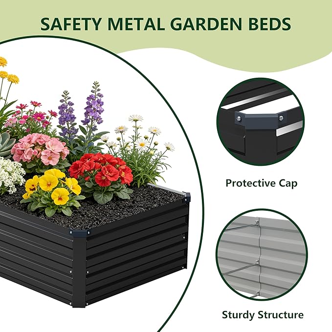 6x1.5x1 ft Galvanized Raised Garden Bed, Outdoor Planter Box Metal Patio Kit - Image 3