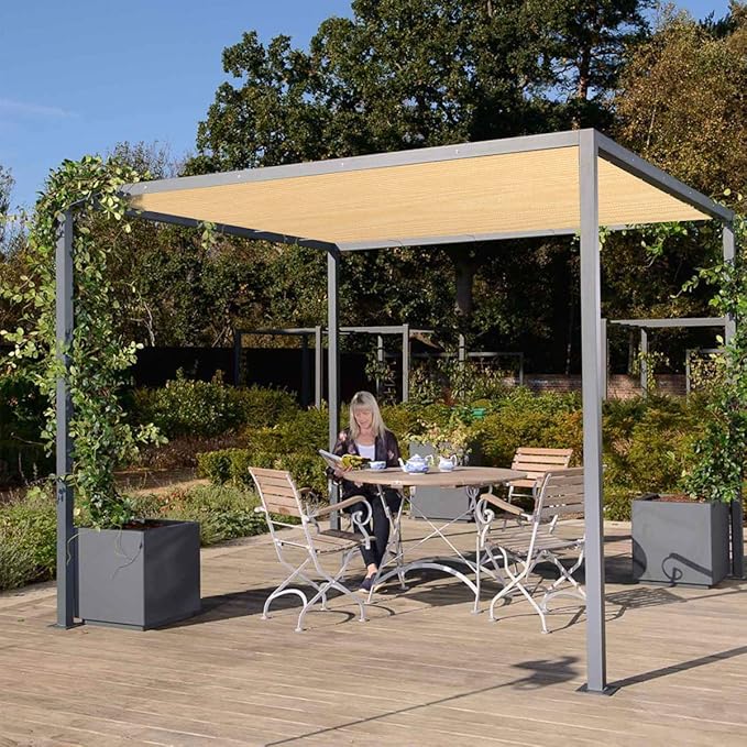 Eden's Decor Straight Flat-Edged Sun Shade Sail Rectangular 4' x 7' Beige - Image 6