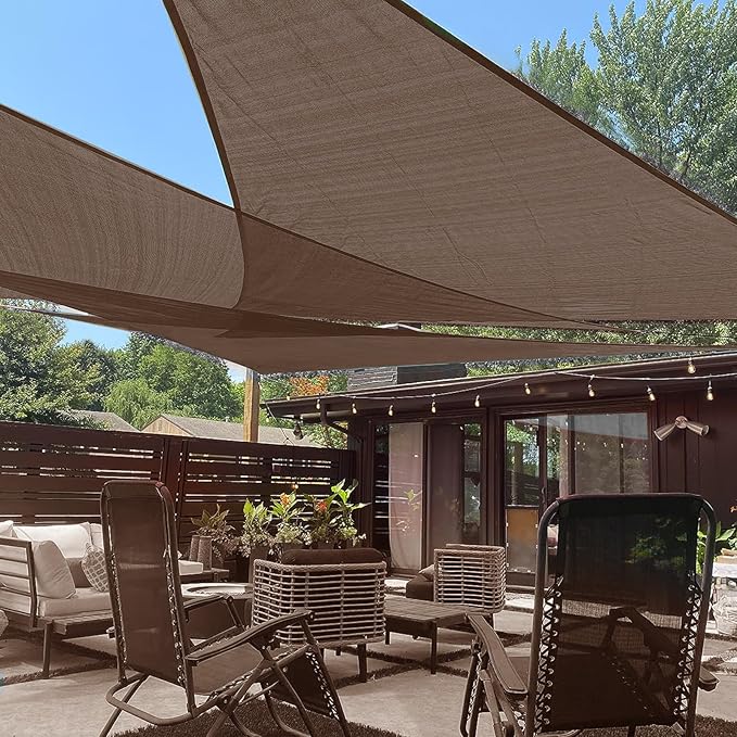 LOVE STORY Custom Size 10'x14'x17.2' Brown Sun Shade Sail Right Triangle by LOVESTORY