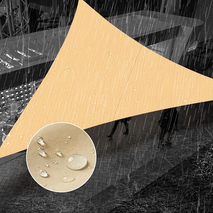 SUNNY GUARD Waterproof Sun Shade Sail 9'x9'x12.7' Sand Right Triangle UV Block by SUNNYGUARD
