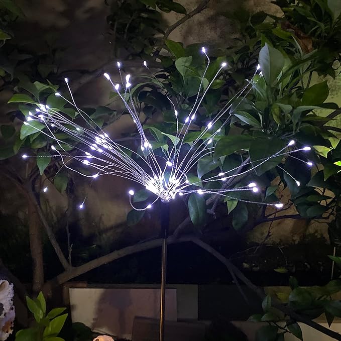 JJGoo Solar Firework Lights, 4 Pack 120 LEDs 2 Lighting Modes Solar Garden - Image 7