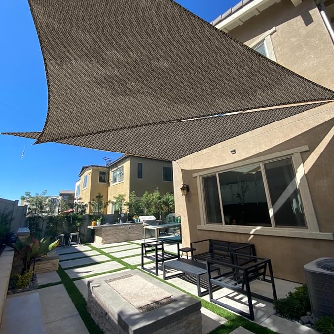 SUNLAX Sun Shade Sail 8' x 10' x 12.8' Brown Rectangle Canopy Sail Shade Cover by SUNLAX