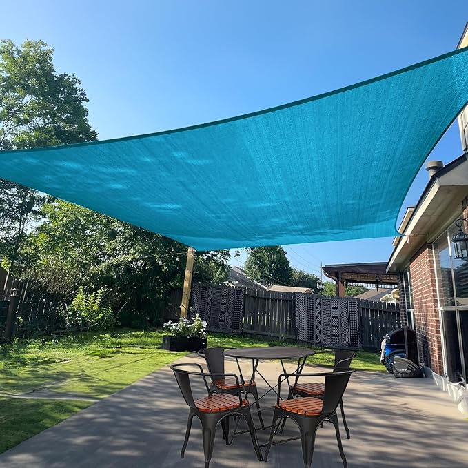 SUNLAX Sun Shade Sail 8' x 20' Turquoise Blue Rectangle Canopy Sail Shade Cover by SUNLAX