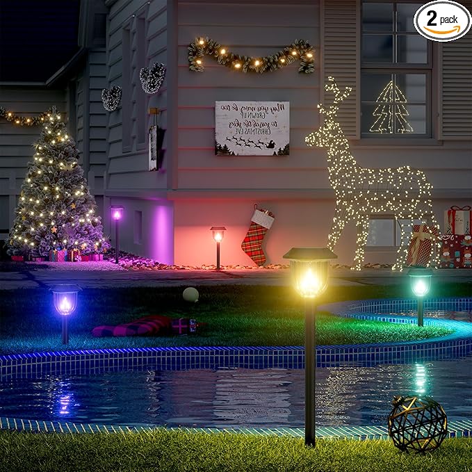 AOSEA 2 Pack Solar Pathway Lights Outdoor Waterproof by AOSEA