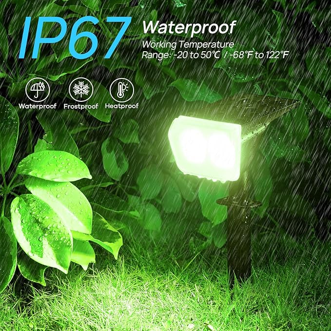 Consciot Solar Spot Lights Outdoor, 30 LEDs Waterproof Color Changing Solar - Image 5
