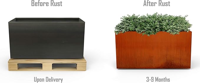 Plantercraft Extra Large Corten Steel Planter, Heavy Duty Metal Planter Box - Image 7