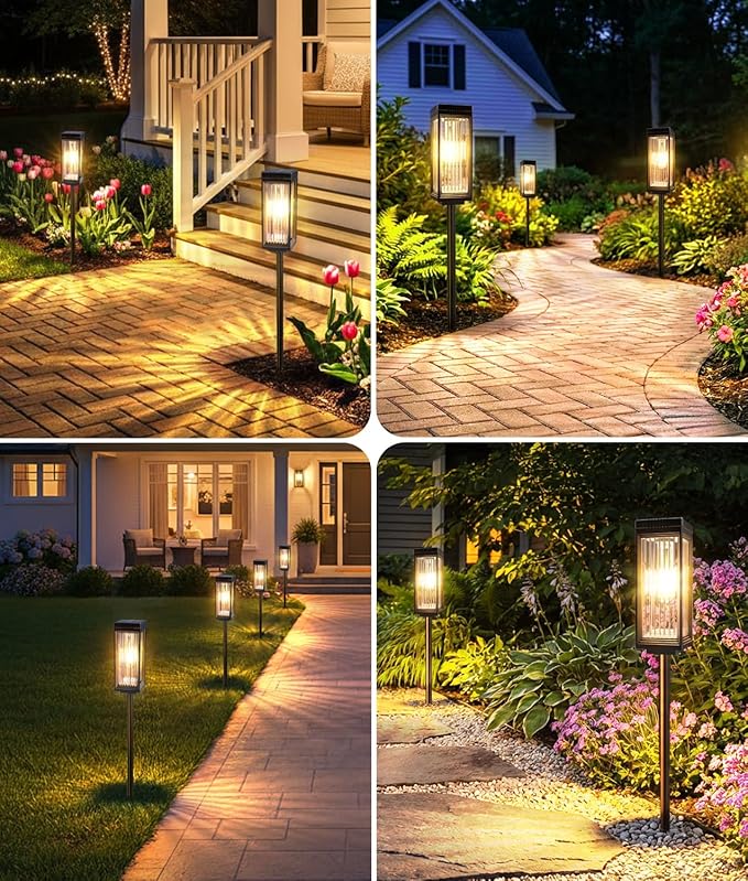 2 Pack Solar Pathway Lights Outdoor, Upgraded Solar Lights Outdoor Waterproof - Image 8