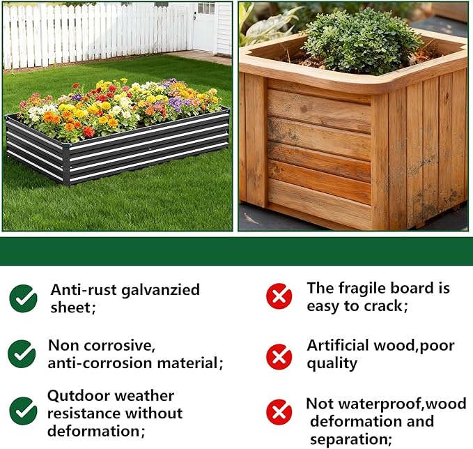 Vengarus 8x2x1FT Galvanized Raised Garden Bed Kit, Outdoor Metal Planter Box - Image 7