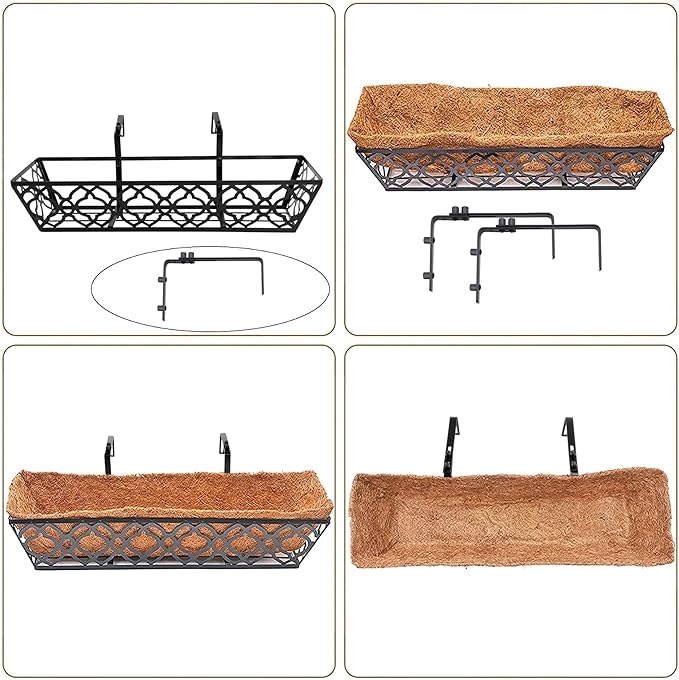 HFHOME 4 Pcs 30" Window Box Deck Railing Planter - Image 8