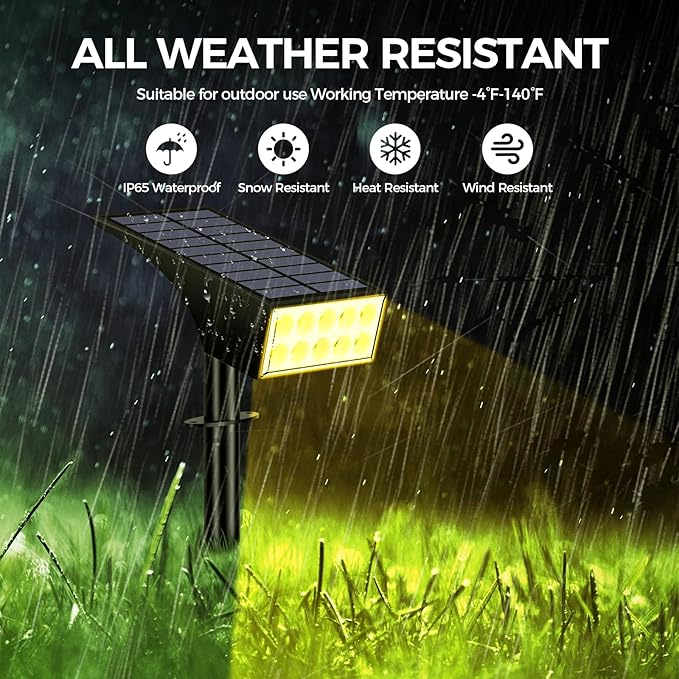 Solar Spot Lights Outdoor Waterproof IP65, Bright LEDs Solar Landscape Lighting - Image 4