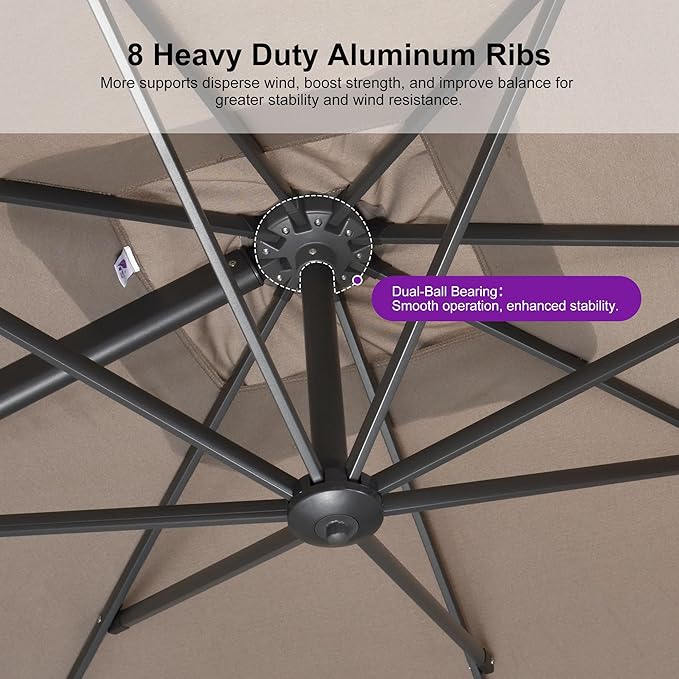 PURPLE LEAF Patio Umbrella 9' X 11.5' Rectangle Cantilever Umbrella Large - Image 4