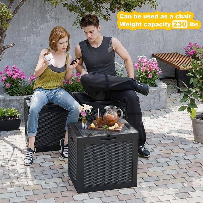 31 Gallon Waterproof Outdoor Storage Box, Resin Deck Box, Lockable Outside - Image 4