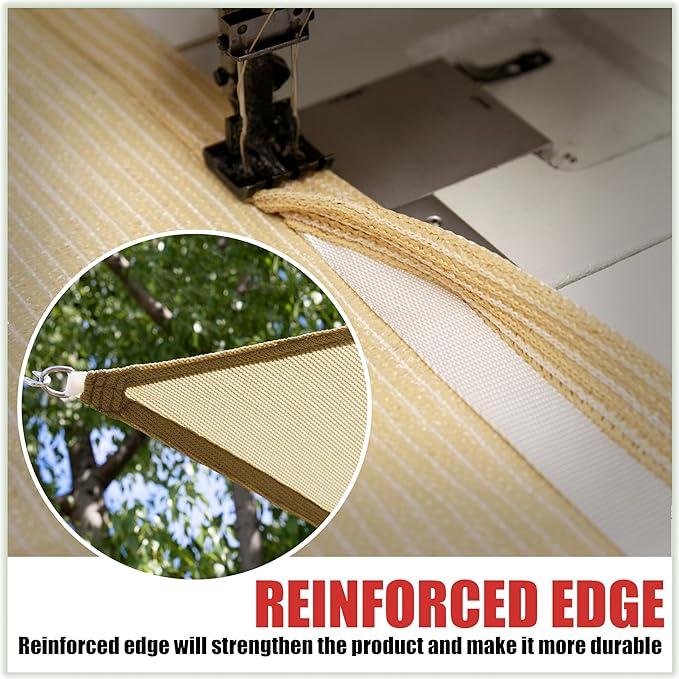 ColourTree 10' x 10' x 10' Beige Sun Shade Sail Triangle CTSLT10 - Image 5