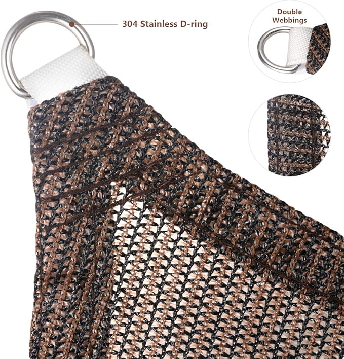 Eden's Decor Straight Flat-Edged Sun Shade Sail Rectangular 16' x 18' Brown - Image 2