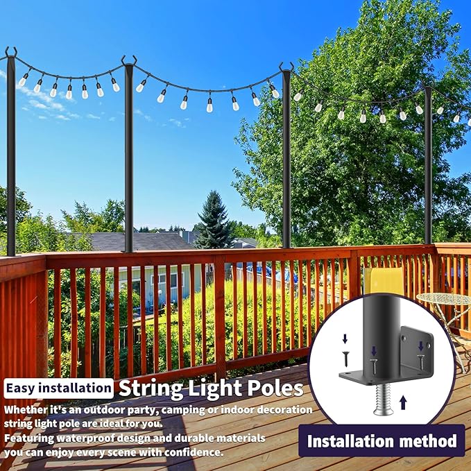 4 Pack String Light Poles, 5 Ft Light Poles - Image 2