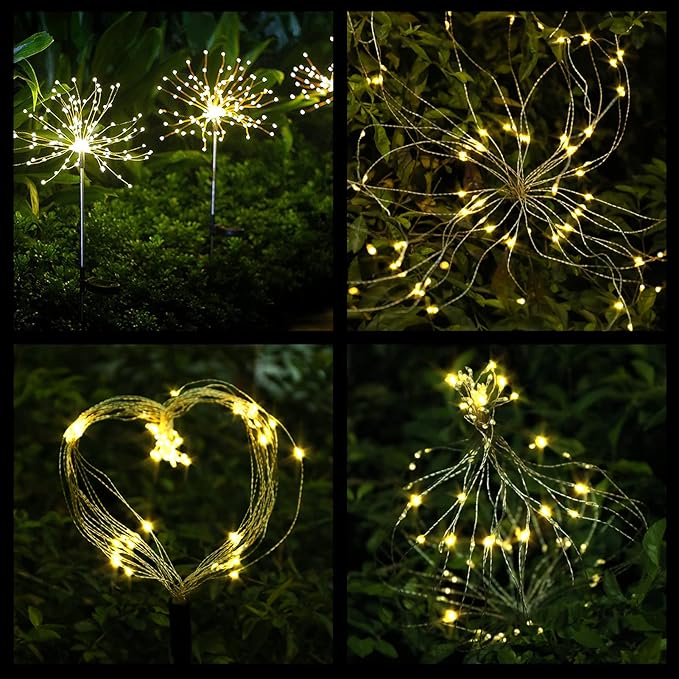 FOOING 8 Pack Solar Garden Lights Solar Firework Lights Waterproof, 200 LED - Image 6