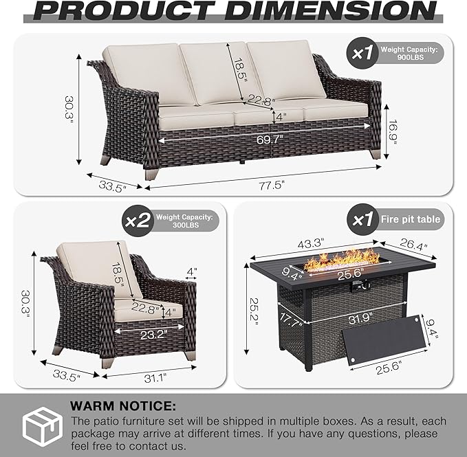 Joyside Wicker Patio Furniture Sets, 4 Pieces Upgraded Large Size Outdoor - Image 2