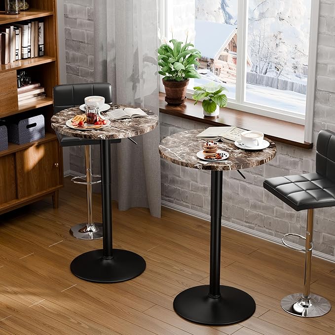 Flamaker Round Bistro Pub Table 23.6 Inch Height Adjustable 360° Swivel Bar - Image 7