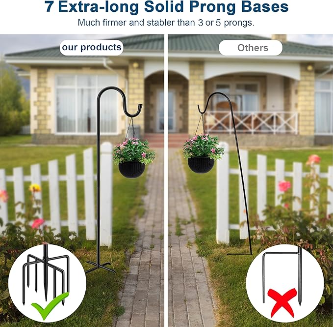 96" Shepherds Hooks for Outdoor, Heavy Duty Garden Bird Feeder Pole Hanging - Image 8