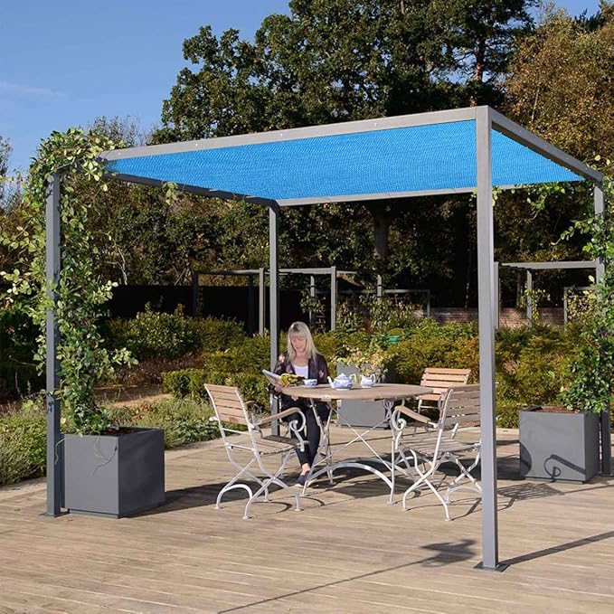 Eden's Decor Straight Flat-Edged Sun Shade Sail Rectangular 10' x 14' Blue - Image 7