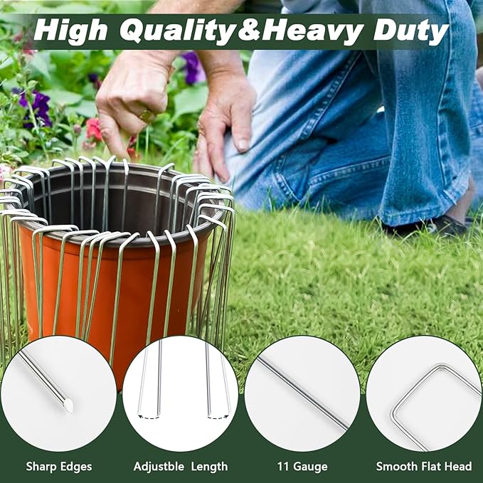 FEED GARDEN 4 Inch 25 Pack Galvanized Landscape Staples 11 Gauge Anti-Rust - Image 4