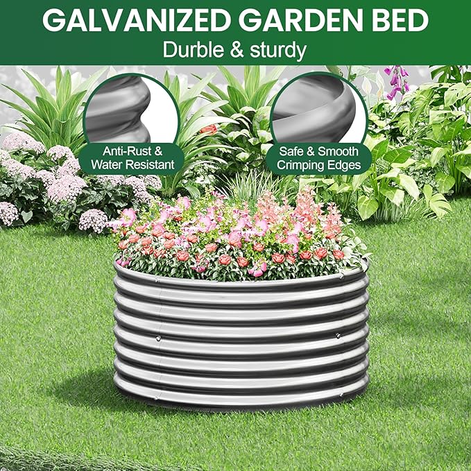 4 Pack Tall 2x2x2ft Round Galvanized Raised Garden Bed Outdoor, Metal Garden Bed - Image 5
