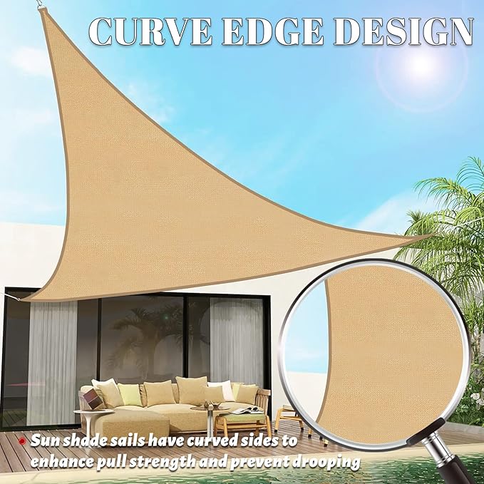 SUNLAX Custom Size 13'x23'x26.4' Sand Sun Shade Sail Right Triangle UV Block - Image 3