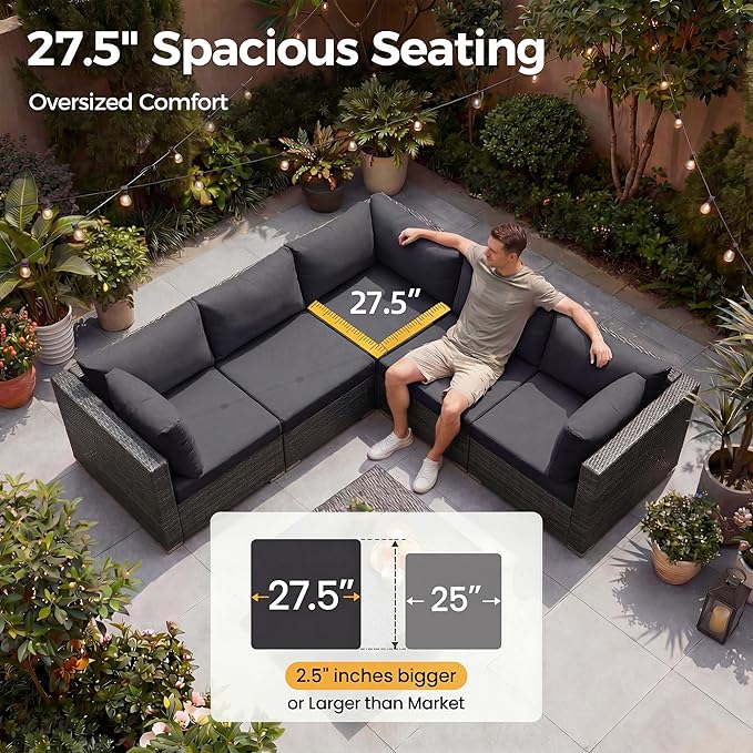NICESOUL 9 Piece Outdoor Patio Sectional Furniture Sofa Set - Image 6