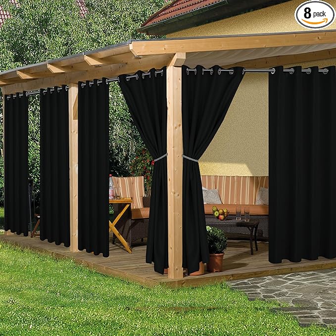 HolidayIdeas Outdoor Curtains for Patio Waterproof, 8 Panels by HolidayIdeas